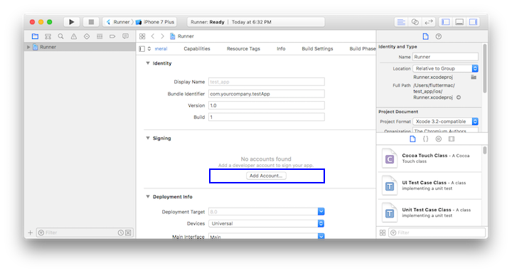 Xcode account